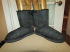 Ugg Australia Bailey Bow Ii Sheepskin Suede Shearling Black Boots Women   s 8