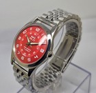 Vintage Hmt Pilot Red Dial 17 Jewels Mechanical Hand Winding Transparent Back