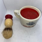 Vtg Old Spice Shulton Ship Grand Turk Salem 1786 Shaving Mug Cup Brush   Cap