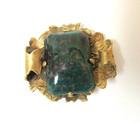Antique Hatpin Marbled Teal Green Glass