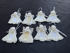 Vtg Lot 8 Angel Battenberg Lace Pearl Halo White Christmas Ornaments W frame