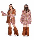 Plus Size Hippie Dress Costume Women 60s 70s Disco Outfits Halloween 3x 24-26