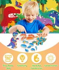 Dinosaur Building Blocks Set  Wooden Dino Blocks  Magnetic Dinosaur Builders