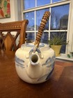 Vintage antique Chinese  Blue And White Porcelain Teapot Delft Windmill