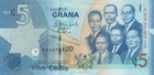 Ghana 5 Cedis  01 7 2015  - Big Six monuments p-38f  B146f Unc