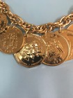 Vintage Franklin Mint Chain Caribbean Coin Necklace 24k Gold Plated   Coa