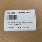 Pottery Barn Tava Handwoven Rattan Lidded Basket Whitewash Large  4814b