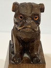 Vintage Wooden Bulldog  Pug Dog Bookends Hand Carved German