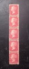 Queen Victoria Gb Penny Red Strip Sg 43 Pl 140 Mnh Well Centered Good Perfor  Vf