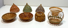 Lot Of Vintage Miniature Woven Baskets  5  And Woven Food Covers  3 