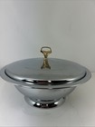 Kromex Chrome Pedestal Serving Dish With Lid Mid Century Vtg Bowl 11 3 4x4 1 2   