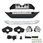 Fog Lights Skid Plate Upper Lower Bumper Grille Set For 2019-2023 Toyota Rav4