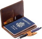 Handmade Passport Leather Case  Wallet Credit Card Holder Dark Brown