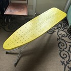 Vintage Retro Yellow Metal Ironing Board - Foldable W  Adjustable Height Mcm