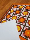 Awesome Rare Vintage Mid Century Retro 70s 60s Org Brn Floral Tea Towel Fabric 