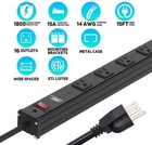 Power Strip  Wide Spaced 16-outlet 15 Ft Cord  1800j Heavy Duty Surge Protector