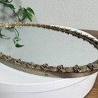 Vintage Frame Gold Oval Mirror Vanity Tray Wall Roses Metal Made In Usa