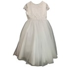 Size 8x Tall Joan Calabrese Girls First Communion Dress Beaded Lace Bodice