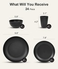 Us Stock Quatish Plates Bowls Set 24 Piece For 6 Unbreakable Black