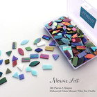 Iridescent Glass Mosaic Tiles For Crafts  240 Pieces 5 Shapes Mixed Stained Glas
