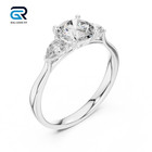 Round Cut 3 Stone Engagement Ring Lab Grown Diamond 14k White Gold