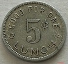 Haiku School Good For 5 Cent Lunch Token Hawaii Hawaiian 2tl-21 23 Mm Super Rare