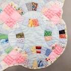 Vintage 40s 50s Cottagecore Pink Wedding Ring Patchwork Quilt Hand Stitched 60 