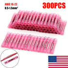100-300 Pcs Red Heat Shrink Butt Wire Connectors Crimp Terminals Awg 16-22 Gauge