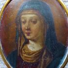Large Antique Mid 18th Century Miniature Portrait Painting 1750 s