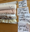 Large Lot Vintage Colored Lace Trim Almost 60 Yards Various Colors   Widths