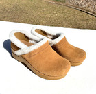 Dansko Professional Clogs Womens Eu 37  6 5-7  Cognac Suede W sheep Fur  155 New