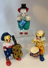 Lot Of 3 Vintage Hand Made Paper Mache Clowns Creepy Spooky Folk Art Mexico 6 