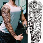 Temporary Tribal Totem Tattoo Sleeve Full Arm Large Hawaiian Pattern For Men