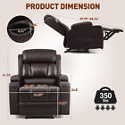 Brown Pu Massage Recliner Chair Single Sofa Heat Home Theater Seating W  Remote