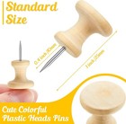 Outus 60 Pcs Giant Push Pins Jumbo Tacks 1 Inch Plastic Head For Cork Board Map