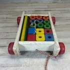 Playskool Col-o-rol Wagon Vintage Wooden Pull Toy With Blocks