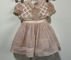 Vintage Girls Toddler Party Dress Pink Dotted Swiss Attached Petticoat 1956 Sz 2
