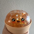 Glitter Orange Cute Face Squeezable Stress Ball Toy  Gel Plastic  3-4 In