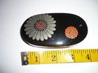 Small Oval Red Lacquer Trinket Box Asian Design Vintage Jewelry