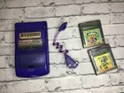 Gameboy Color Purple Nintendo With Worm Light And 2 Games Bundle Tested