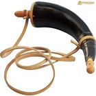 Gun Civil War Powder Horn Reenactment Renaissance Genuine Leather Strap Black