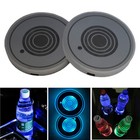 2 Pcs Colorful Car Cup Holder Led Usb Charging Mat Coaster Pad Changing Light Us