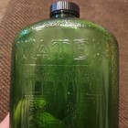 Vintage 1930s Green Glass Refrigerator Water Bottle 9 75x6x3  2qt Thick Embossed