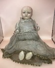 Antique Minerva Germany Tin Head Doll Original Dress 15    Needs Tlc