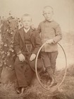 Victorian 1880s Cabinet Card Boys With Rolling Hoop Toy Game  Denver Colorado