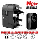 Dual-usb Eu Us Uk Au Universal World Travel Plug Adapter Power Outlet Converter