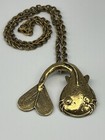Vintage Ashanti Catfish Pendant Necklace Alva Museum Replicas Gold Tone Brass Lg