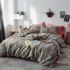 Mixinni Vintage Style Garden Flower Duvet Cover Set With Zipper Closure Long    