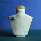 Vintage Chinese Stone Snuff Bottle Carved Figure Flowers