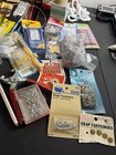 Vintage Sewing Craft Lot Tools Needles Yarn Floss Knitting Needles Snaps Mixed